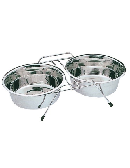 Comedero doble con soporte de suelo para perros