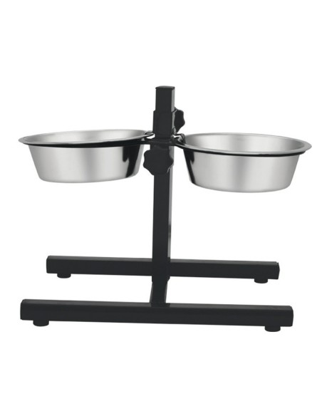 Comedouro duplo para cães com suporte ajustável